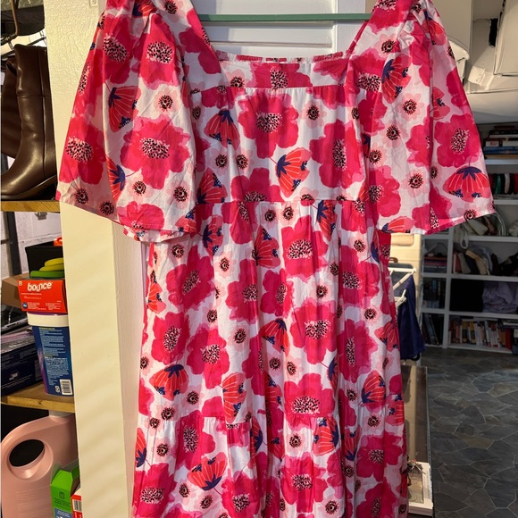 Chic Soul Floral Pink and Red Dress - Picture 4 of 5